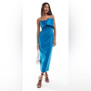 ASOS Teal Strapless Sculptural Midi Gown 6